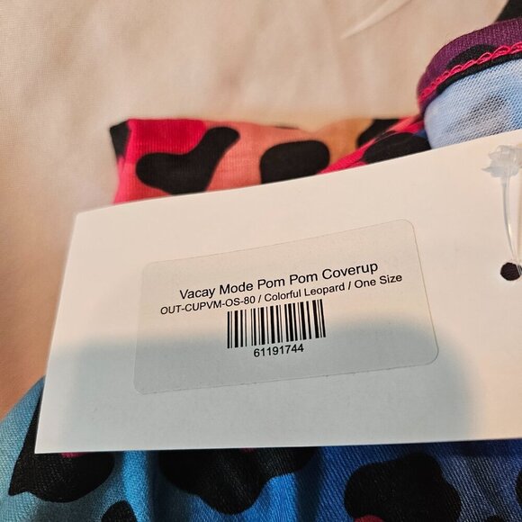 NWT Jess Lea Vacay Mode Pom Po Swimsuit Coverup Dress One Size Fits 0-10 Leopard - Picture 7 of 9